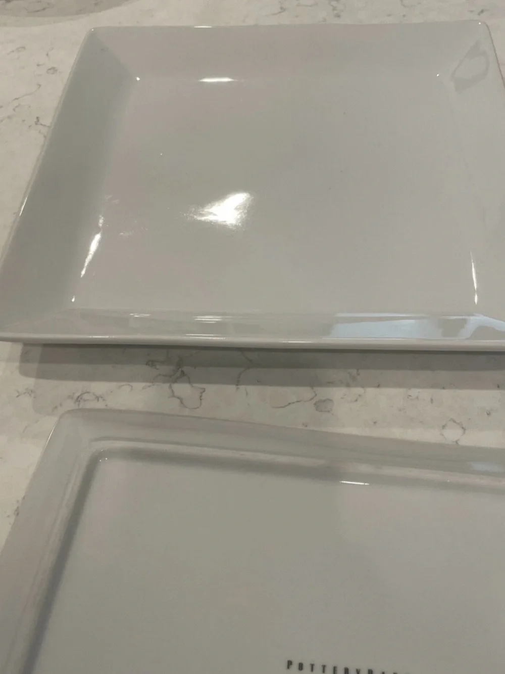 Pottery Barn Great White Square Dinner Plate - White 4 plates